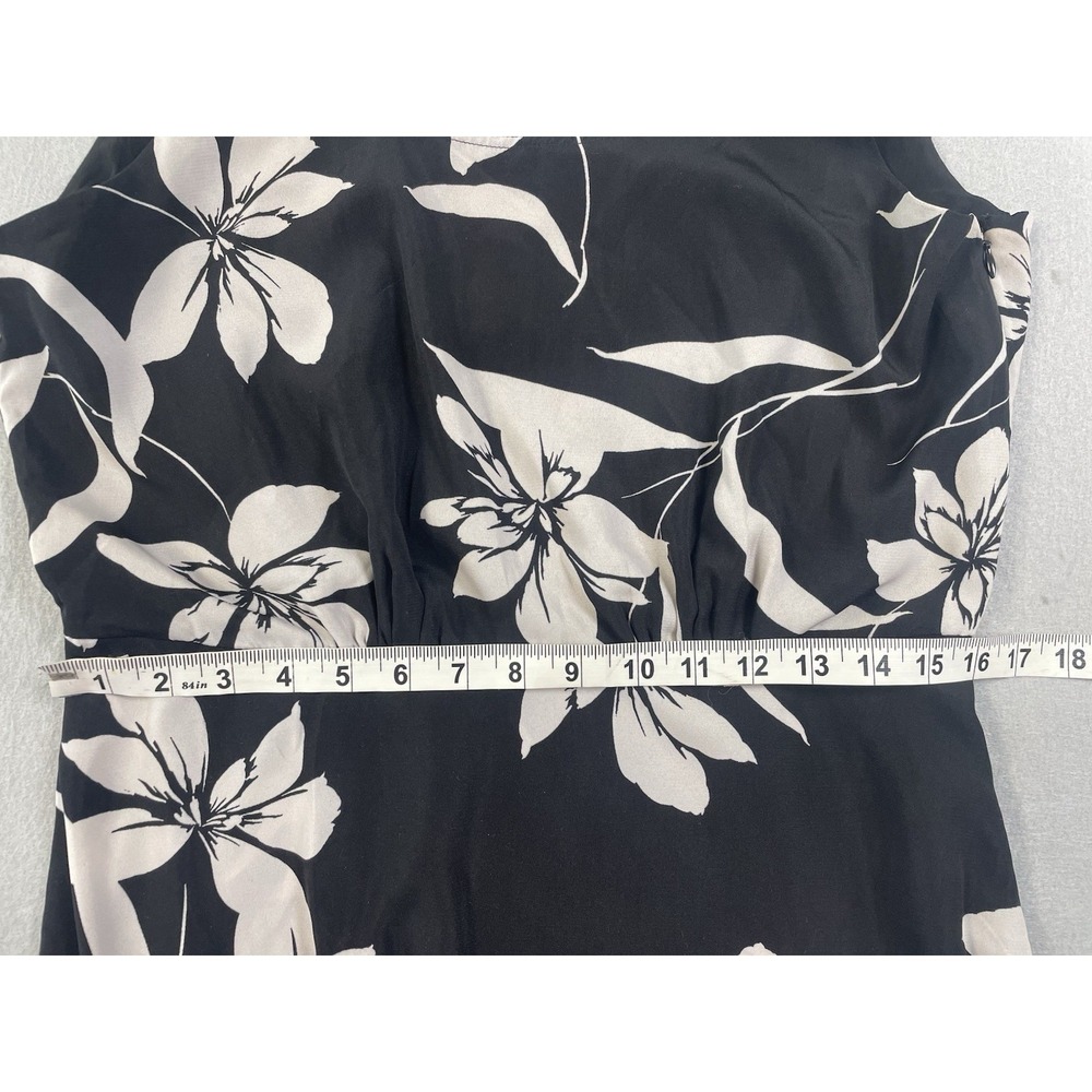 Willow Black/Grey Floral V-Back Ruffled Sleeveless Midi Sun Dress SZ Lg - Picture 10 of 14